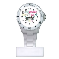 My Every Moment Spent With You Is Diamond To Me / Diamonds Hearts Lips Pattern (white) Plastic Nurses Watch by FashionFling