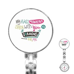 My Every Moment Spent With You Is Diamond To Me / Diamonds Hearts Lips Pattern (white) Stainless Steel Nurses Watch by FashionFling