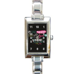 My Every Moment Spent With You Is Diamond To Me / Diamonds Hearts Lips Pattern (black) Rectangle Italian Charm Watch by FashionFling