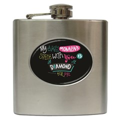 My Every Moment Spent With You Is Diamond To Me / Diamonds Hearts Lips Pattern (black) Hip Flask (6 Oz) by FashionFling