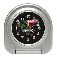 My Every Moment Spent With You Is Diamond To Me / Diamonds Hearts Lips Pattern (black) Travel Alarm Clocks