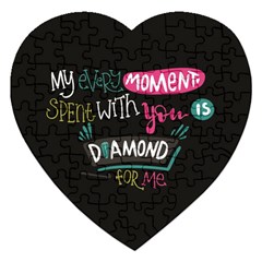 My Every Moment Spent With You Is Diamond To Me / Diamonds Hearts Lips Pattern (black) Jigsaw Puzzle (heart) by FashionFling