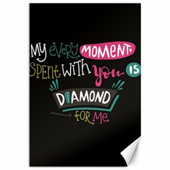 My Every Moment Spent With You Is Diamond To Me / Diamonds Hearts Lips Pattern (black) Canvas 12  X 18   by FashionFling