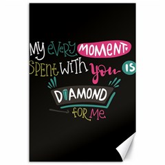 My Every Moment Spent With You Is Diamond To Me / Diamonds Hearts Lips Pattern (black) Canvas 24  X 36  by FashionFling