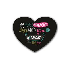 My Every Moment Spent With You Is Diamond To Me / Diamonds Hearts Lips Pattern (black) Rubber Coaster (heart) 