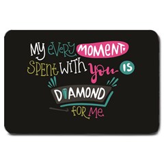 My Every Moment Spent With You Is Diamond To Me / Diamonds Hearts Lips Pattern (black) Large Doormat  by FashionFling