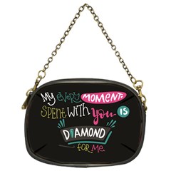 My Every Moment Spent With You Is Diamond To Me / Diamonds Hearts Lips Pattern (black) Chain Purses (one Side)  by FashionFling