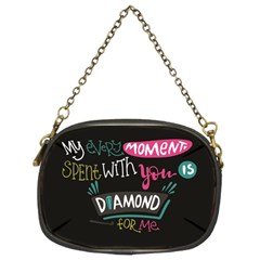 My Every Moment Spent With You Is Diamond To Me / Diamonds Hearts Lips Pattern (black) Chain Purses (two Sides)  by FashionFling