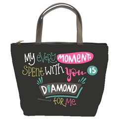 My Every Moment Spent With You Is Diamond To Me / Diamonds Hearts Lips Pattern (black) Bucket Bags by FashionFling