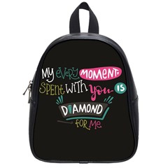 My Every Moment Spent With You Is Diamond To Me / Diamonds Hearts Lips Pattern (black) School Bags (small)  by FashionFling