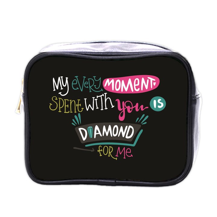 My Every Moment Spent With You Is Diamond To Me / Diamonds Hearts Lips Pattern (black) Mini Toiletries Bags