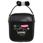 My Every Moment Spent With You Is Diamond To Me / Diamonds Hearts Lips Pattern (black) Girls Sling Bags Front