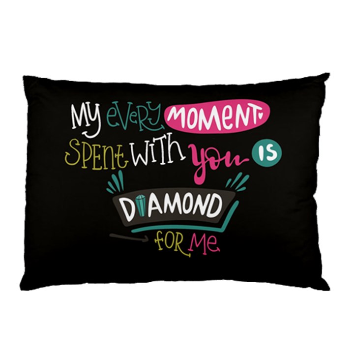 My Every Moment Spent With You Is Diamond To Me / Diamonds Hearts Lips Pattern (black) Pillow Case (Two Sides)