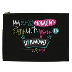 My Every Moment Spent With You Is Diamond To Me / Diamonds Hearts Lips Pattern (black) Cosmetic Bag (xxl)  by FashionFling