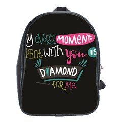 My Every Moment Spent With You Is Diamond To Me / Diamonds Hearts Lips Pattern (black) School Bags (xl)  by FashionFling