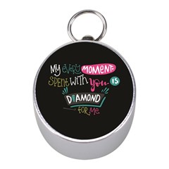 My Every Moment Spent With You Is Diamond To Me / Diamonds Hearts Lips Pattern (black) Mini Silver Compasses