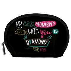 My Every Moment Spent With You Is Diamond To Me / Diamonds Hearts Lips Pattern (black) Accessory Pouches (large)  by FashionFling