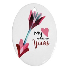 My Heart Points To Yours / Pink And Blue Cupid s Arrows (white) Ornament (oval) by FashionFling