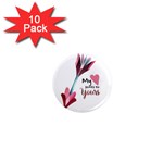 My Heart Points To Yours / Pink And Blue Cupid s Arrows (white) 1  Mini Magnet (10 pack)  Front