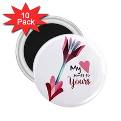 My Heart Points To Yours / Pink And Blue Cupid s Arrows (white) 2 25  Magnets (10 Pack)  by FashionFling