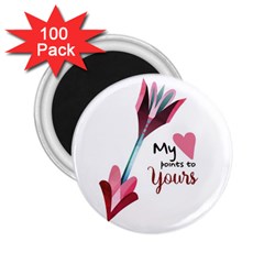 My Heart Points To Yours / Pink And Blue Cupid s Arrows (white) 2 25  Magnets (100 Pack)  by FashionFling