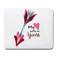 My Heart Points To Yours / Pink And Blue Cupid s Arrows (white) Large Mousepads by FashionFling