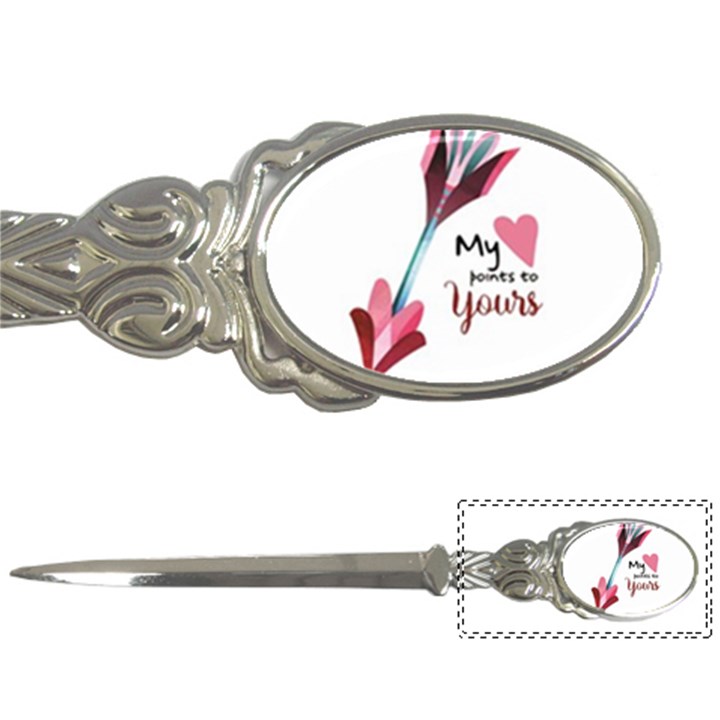 My Heart Points To Yours / Pink And Blue Cupid s Arrows (white) Letter Openers