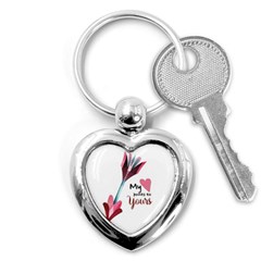 My Heart Points To Yours / Pink And Blue Cupid s Arrows (white) Key Chains (heart)  by FashionFling