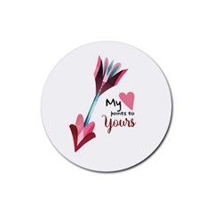 My Heart Points To Yours / Pink And Blue Cupid s Arrows (white) Rubber Round Coaster (4 Pack)  by FashionFling