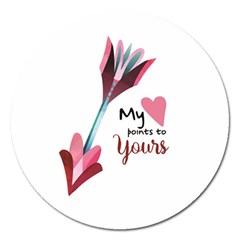 My Heart Points To Yours / Pink And Blue Cupid s Arrows (white) Magnet 5  (round) by FashionFling