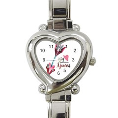 My Heart Points To Yours / Pink And Blue Cupid s Arrows (white) Heart Italian Charm Watch by FashionFling