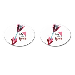 My Heart Points To Yours / Pink And Blue Cupid s Arrows (white) Cufflinks (oval) by FashionFling