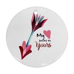 My Heart Points To Yours / Pink And Blue Cupid s Arrows (white) Round Ornament (two Sides) by FashionFling