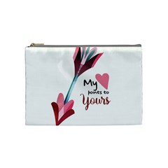 My Heart Points To Yours / Pink And Blue Cupid s Arrows (white) Cosmetic Bag (medium)  by FashionFling