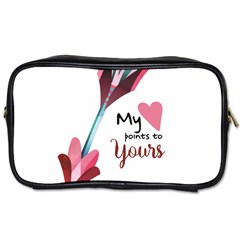 My Heart Points To Yours / Pink And Blue Cupid s Arrows (white) Toiletries Bags by FashionFling