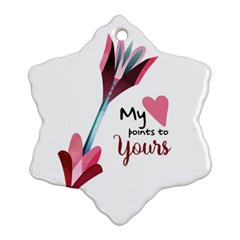 My Heart Points To Yours / Pink And Blue Cupid s Arrows (white) Ornament (snowflake) by FashionFling