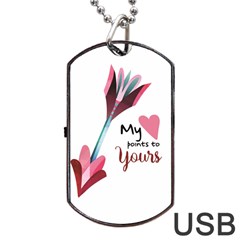 My Heart Points To Yours / Pink And Blue Cupid s Arrows (white) Dog Tag Usb Flash (two Sides) by FashionFling