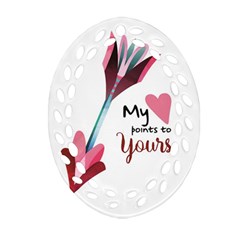 My Heart Points To Yours / Pink And Blue Cupid s Arrows (white) Ornament (oval Filigree) by FashionFling