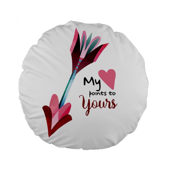 My Heart Points To Yours / Pink And Blue Cupid s Arrows (white) Standard 15  Premium Round Cushions