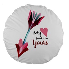 My Heart Points To Yours / Pink And Blue Cupid s Arrows (white) Large 18  Premium Round Cushions by FashionFling