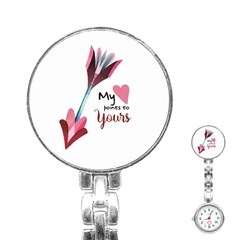 My Heart Points To Yours / Pink And Blue Cupid s Arrows (white) Stainless Steel Nurses Watch by FashionFling