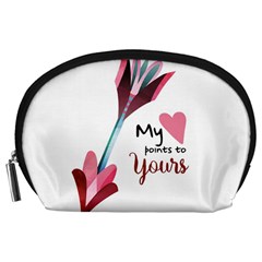 My Heart Points To Yours / Pink And Blue Cupid s Arrows (white) Accessory Pouches (large)  by FashionFling