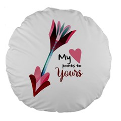 My Heart Points To Yours / Pink And Blue Cupid s Arrows (white) Large 18  Premium Flano Round Cushions by FashionFling