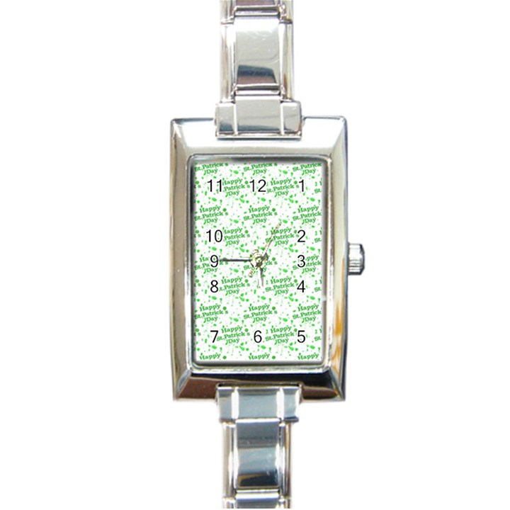 Saint Patrick Motif Pattern Rectangle Italian Charm Watch