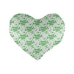 Saint Patrick Motif Pattern Standard 16  Premium Flano Heart Shape Cushions by dflcprints