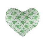 Saint Patrick Motif Pattern Standard 16  Premium Flano Heart Shape Cushions Front