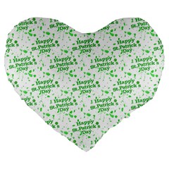 Saint Patrick Motif Pattern Large 19  Premium Flano Heart Shape Cushions by dflcprints