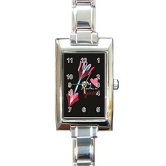 My Heart Points To Yours / Pink And Blue Cupid s Arrows (black) Rectangle Italian Charm Watch by FashionFling