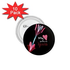 My Heart Points To Yours / Pink And Blue Cupid s Arrows (black) 1 75  Buttons (10 Pack) by FashionFling