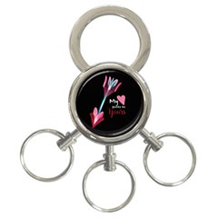 My Heart Points To Yours / Pink And Blue Cupid s Arrows (black) 3-ring Key Chains by FashionFling